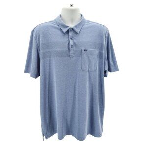 Travis Mathew Mens XXL Shirt Polo Heather Blue Pocket Short Sleeve Golf Preppy